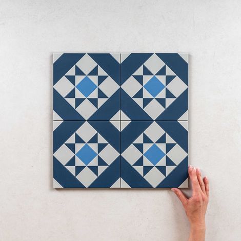 Carrelage imitation carreaux de ciment 20x20cm – Grès cérame mat – 0,52m² – Pose au sol et murs – Ambiance rétro (1/4)