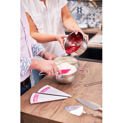 RÖSLE Pink Charity Edition Spatola Marisa, Utensile da Cucina per la Preparazione e la Cottura degli Alimenti, in Robusto Silicone, 26 cm, Acciaio Inossidabile 18/10 (1/4)