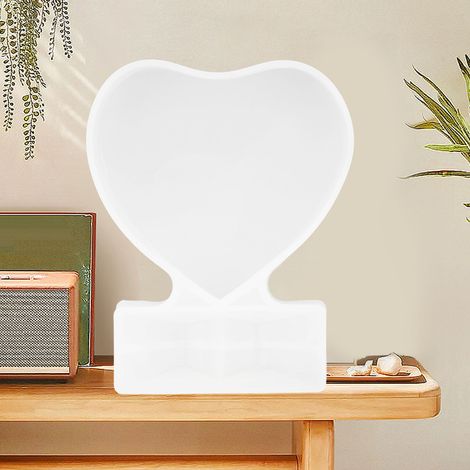 Molde de silicona reutilizable para marcos de fotos de resina epoxi – formas de corazón y rectángulo, 13 x 14,5 cm, para decoraciones personalizadas DIY. (1/5)