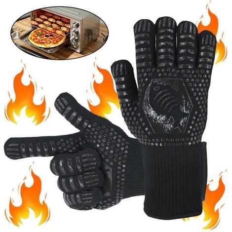 Antirutsch-Silikon-Küchenhandschuhe - Hitzebeständig - Einheitsgröße - Schwarz