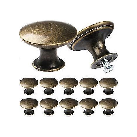 Boutons de meubles vintage chics, poignées de placard de cuisine style antique, boutons de porte ronds, bronze (12 pièces) (1/5)