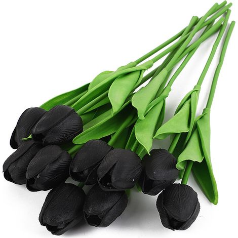 10pcs tulipes noires, fleurs artificielles pour accessoires de décoration de mariage (1/5)