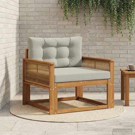 vidaXL Sofá intermedio de exterior Madera de Acacia Sólida Natural (1/5)