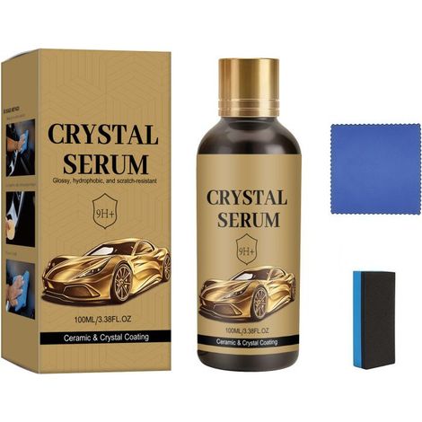 Kit de revêtement céramique pour voiture PTZ Crystal Serum 100 ml : éclaircissement et nettoyage + chiffon + éponge