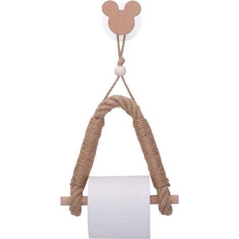 Porte Papier Toilette , Derouleur Papier Toilette , Support Papier WC , Porte-Papier Salle de Bain Support de Rouleau de Serviette Toilette Corde , Solide et Robuste (Mickey Head)-Fei Yu (1/5)
