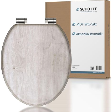 Siège de WC avec abaissement automatique en bois, siège de toilettes avec abattant de toilettes, abattant de toilettes motif (charge maximale de la lunette 150 kg), couleur bois (1/5)