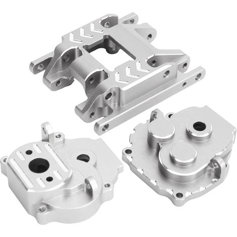 Carter et embase de boîte de vitesses en alliage d'aluminium silencieux pour Traxxas TRX4M 1/18 argent (1/5)