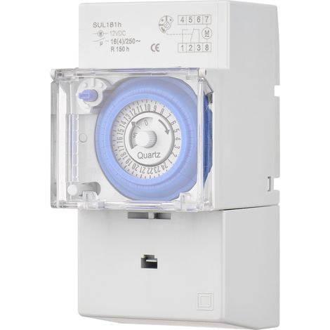 Minuterie mécanique de 24 heures, DC 12V, intervalle de 30 minutes, 48 fois marche/arrêt, minuterie électrique Programmable, interrupteur de relais d'installation sur rail DIN (1/5)