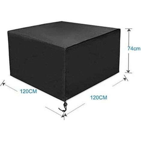 Telo di copertura per mobili da giardino, grande telo protettivo per set da salotto quadrato da giardino 120x120x74cm Nero-Crezuo