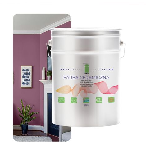 PITTURA MURALE IN CERAMICA, LAVABILE, VIOLA, 10L, ANTIMACCHIA (1/5)
