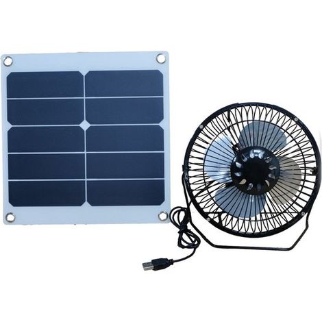 Ventilador solar USB de 10 W y 6 V, ventilador portátil para ático, adecuado para el hogar, la oficina y el invernadero. (1/2)