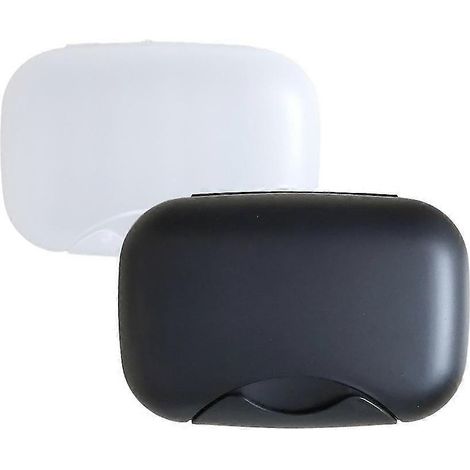 Boîte à savon portable avec couvercle, idéale pour les voyages, lot de 2 - noir et blanc (1/5)