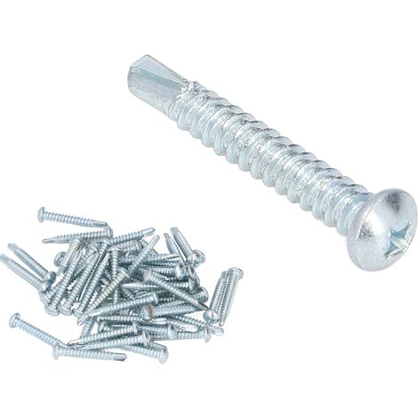 Vis à bois autoforeuse tête ronde, lot de 50, acier carbone 4,8x32mm, visserie de fixation pour réparation, embout cruciforme. (1/5)