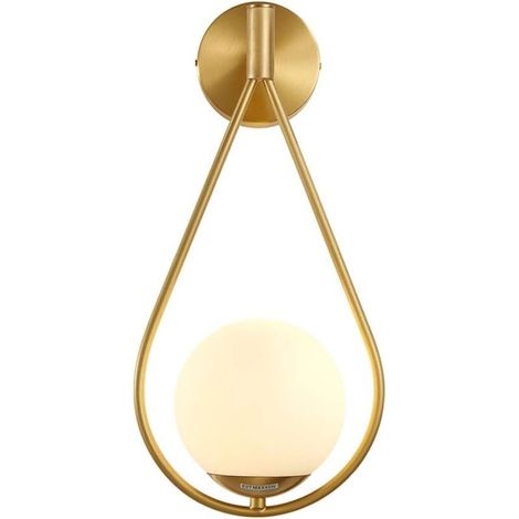 AMXCNOY Applique murale LED moderne pour intérieur, style industriel et rétro, avec abat-jour en verre sphérique, structure en métal bronze, culot E27 (1/5)