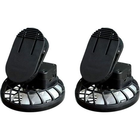 2pcs ventilateur à clip – 76g USB rechargeable 3 vitesses – pour chapeau camping randonnée – noir (1/3)