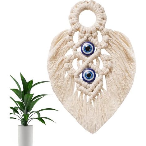 Tapiz de pared de macramé, tapiz de pared bohemio para decoración de paredes, tapiz de pared de macramé bohemio  Adorno de borla tejida. (1/5)