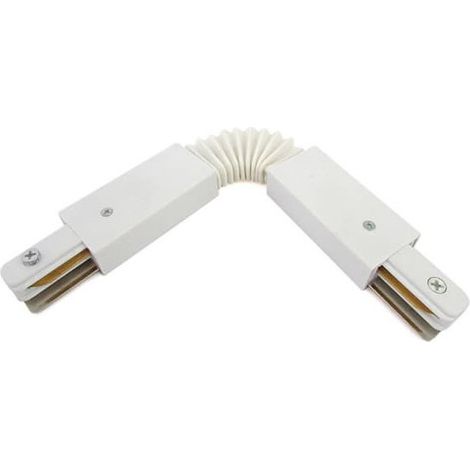 Giunto Connettore Curva Flessibile per Binario Monofase Colore Bianco Doppia Testa Per Monofase