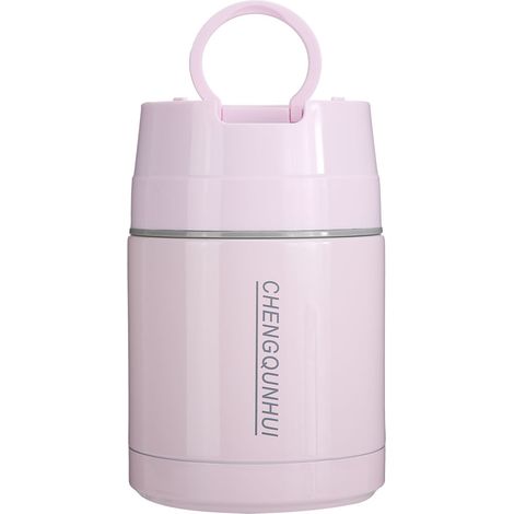 800 ml tragbarer, vakuumgekühlter Thermobecher aus Edelstahl, Lunchbox, isolierter Lebensmittelbehälter, rosa (1/5)