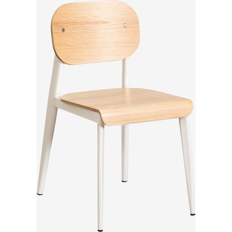 SKLUM Esszimmerstuhl aus Eichenfurnier und Eisen And Gardenia Weiß                                   (1/5)