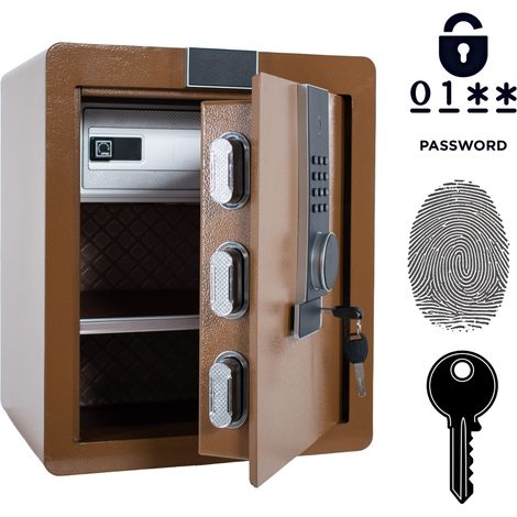 Coffre-fort biométrique à empreinte digitale pour la maison 45 x 38 x 32 cm Marron (1/5)