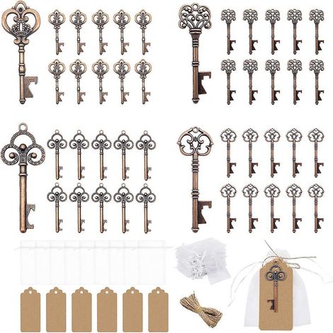 ouvre Bouteilles Lot De 40, Vintage Porte Clef Decapsuleur Avec Des Tiquettes Cadeaux, Mariage Pour Invite Dcoration Pour Bar Fte Anniversaire Nol (1/5)
