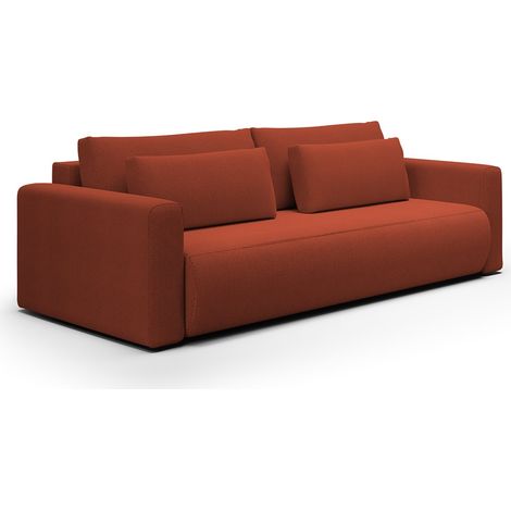 Divano Letto 2 Posti Erbezzo, Contenitore, di Apertura a Libro, Reclinabile, 240x105 cm Rosso
