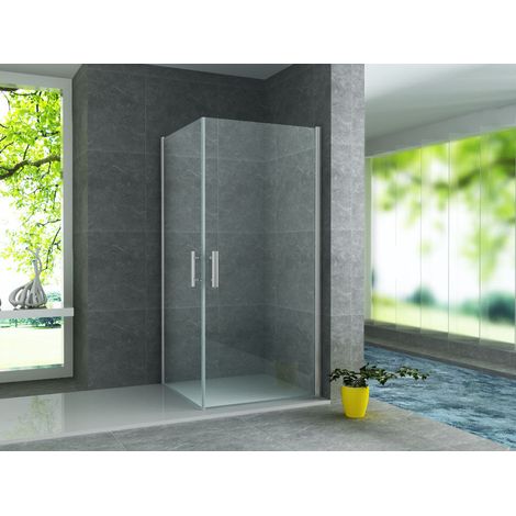Aloni Eck-Duschkabine Doppel-Schwingtüren Klarglas 6 mm 90 x 90 x 190 cm (1/4)