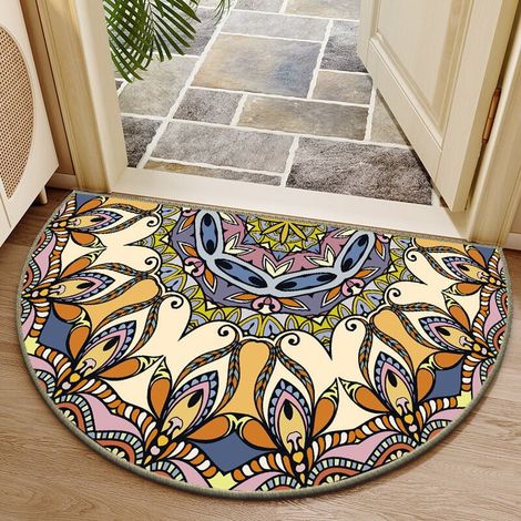 Tapis De Seuil Demi-Rond - Surface En Velours Cristal Et Dos En Caoutchouc Granuleux - Non Glissant - Pour Intérieur Et Extérieur - 60 X 90 Cm - 1 Pièce (1/5)
