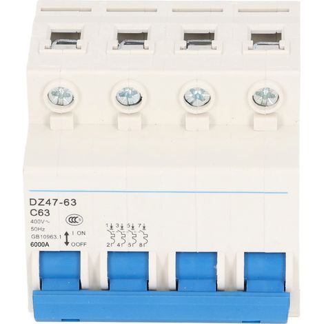 Disjoncteur miniature 4 pôles 63 A, protecteur de circuit pour installation résidentielle 400 V