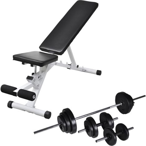 vidaXL Panca da Palestra con Bilanciere e Set di Manubri 30,5 kg (1/5)