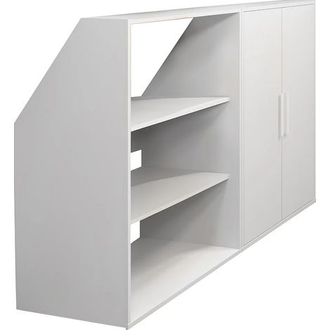 Meuble sous pente 2 portes et 2 étagères - Blanc - ADEZIO