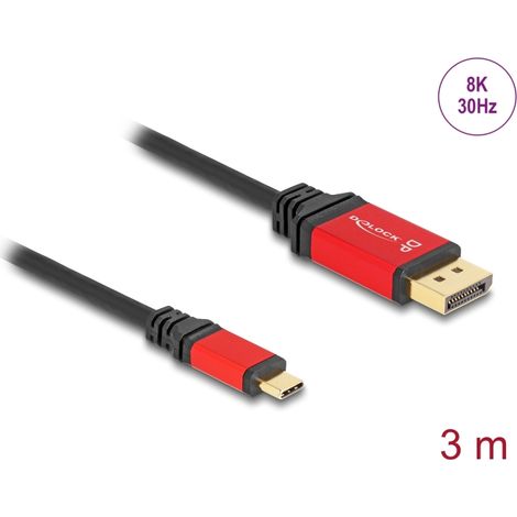 Delock USB Type-Câ¢ zu DisplayPort Kabel (DP Alt Mode) 8K 30 Hz mit HDR Funktion 3 m rot