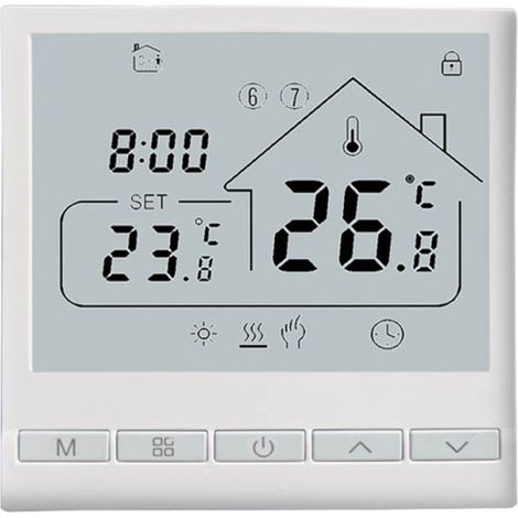 Programmierbarer Smart-Thermostat 5+2, 16 A, für Elektroheizung, einfache Installation, LCD-Display, intelligenter Temperaturregler, digitaler Thermostat für Büro/Zuhause