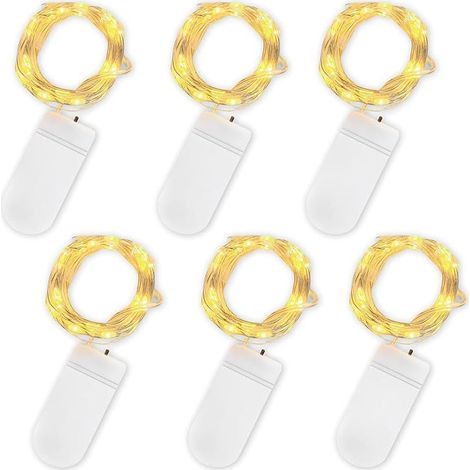 VUSZR LED Mini Lichterkette mit Batterie, 6x20er Micro Lichterkette außen Batterie, 2M DIY kleine Lichterketten Wasserdicht für Party Hochzeit Weihnachten Beleuchtung Deko (Warmweiß, 6 Pack) (1/5)