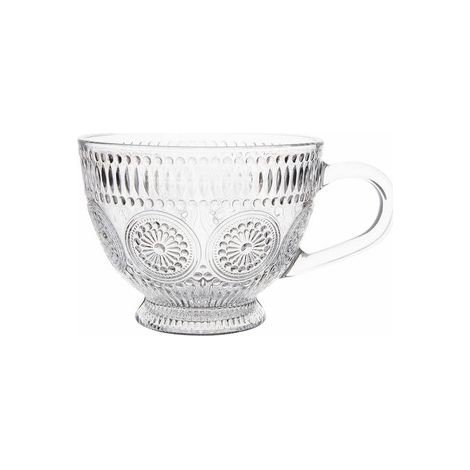Glasbecher, Vintage-Tasse, Dekoration für Kaffee oder Tee, 430 ml, 1 Stück, Daisy