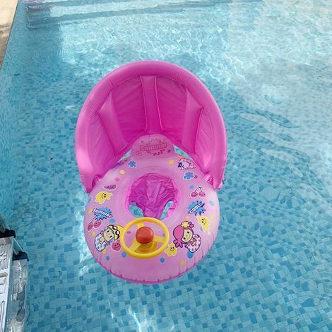 Babyschwimmhilfe mit Steuerrad und Sonnenschutz – Aufblasbare Schwimmhilfe für Kinder – Integrierter Sonnenschutz (1/5)