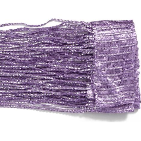 Rideaux à pompons 100 x 200 cm, cloisons à pompons, adaptés aux portes, fenêtres, maison, décoration, événements, décoration (violet clair) (1/5)