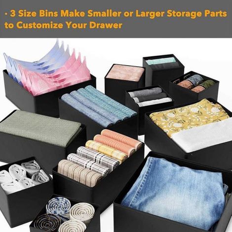 Organisateur Tiroir - Boite Rangement Tissu Non-Tissé - Pliable - Pour Vêtements Sous-Vêtements Accessoires - 6 Pièces - 28x28x12 cm 28x14 5x12 cm 14 5x14 5x12 cm (1/5)