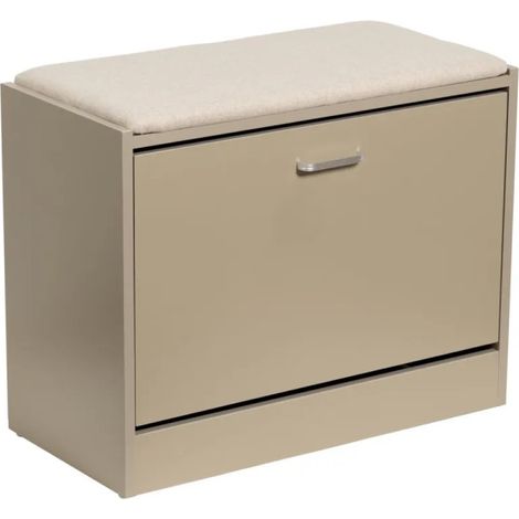 Panca porta scarpe tortora mit beiger, gepolsterter Sitzfläche 803045
