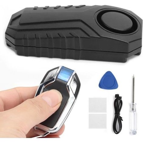 Garosa Alarme de sécurité de moto Alarme Antivol avec Alerte de Vibration pour Vélo Scooter Électrique Moto Usage Maison(Noir (1/4)