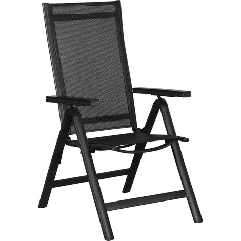 Kenny 1 x chaise de jardin, dossier réglable, 6 positions, noir/noir. (1/5)