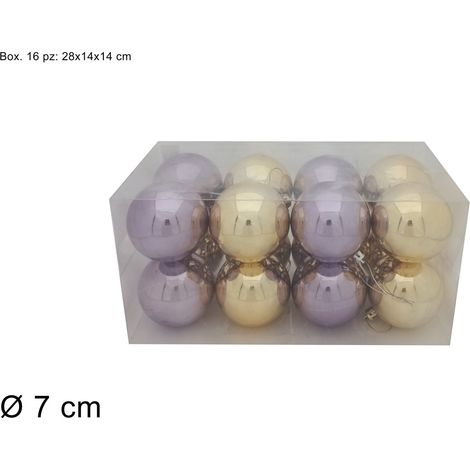 PALLA DIAMETRO 7 CM LUCIDE LILLA/ORO CONFEZIONE 16 PEZZI