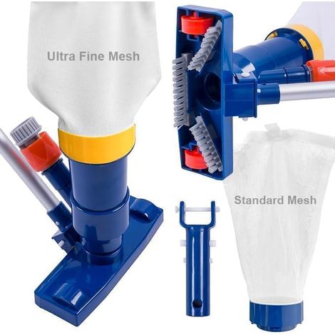 Double Mesh Pool Vacuum Cleaner with Aluminium Bar 142 cm Standard bag + fine net, aluminium bar 6 sections 142 cm, 3 floor brushes, garden hose adapter, for spa swimming pools (1/5)