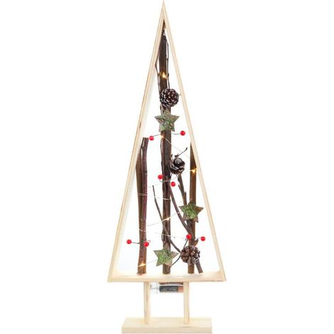Albero di Natale decorativo in legno con luci a LED e accessori naturali. (1/5)