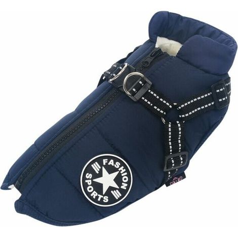 Veste pour chien Manteau pour animaux de compagnie Clos d'hiver Fermeture chaude Pour petits chiens Bleu 3XL (1/4)