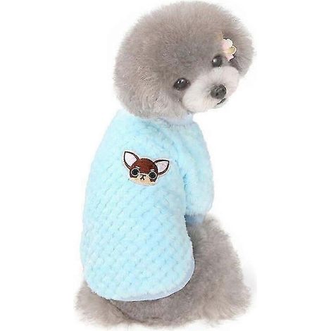 Weiche, warme Fleece-Haustierkleidung, niedlicher Streifenmantel, kleines bis mittelgroßes Hunde- und Katzenhemd, Jacke, Teddy-Teddy-Winteroutfit für Französische Bulldoggen und Chihuahuas, Größe 4 (1/4)