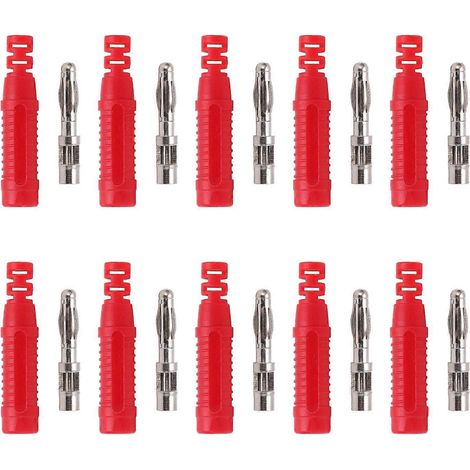 10 fiches bananes mâles en cuivre rouge, 4 mm, avec boîtier pour équipement de test (1/4)