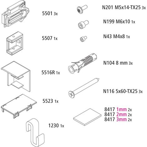 Kermi ZBNI002 SET Montagekleinteile Farbe Chrom