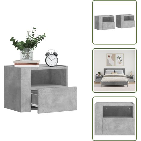 Tables de chevet murales 2 pcs gris béton 45x30x35 cm - Table De Chevet Murale - Meuble De Rangement Mural - Table De Nuit - Commode Murale - Décoration Intérieure (1/5)