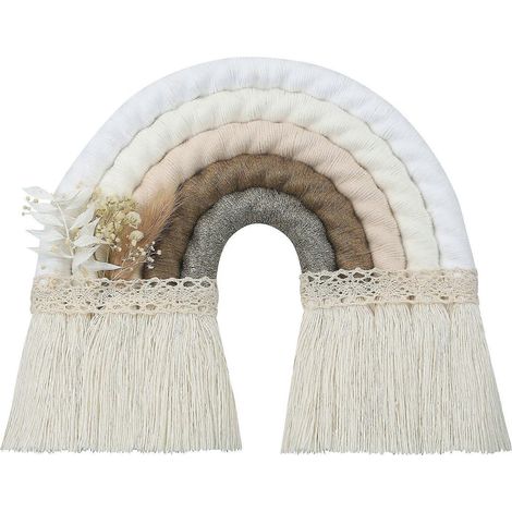 Décoration murale arc-en-ciel en macramé tissé 2022 pour chambre de bébé ou dortoir (1/4)